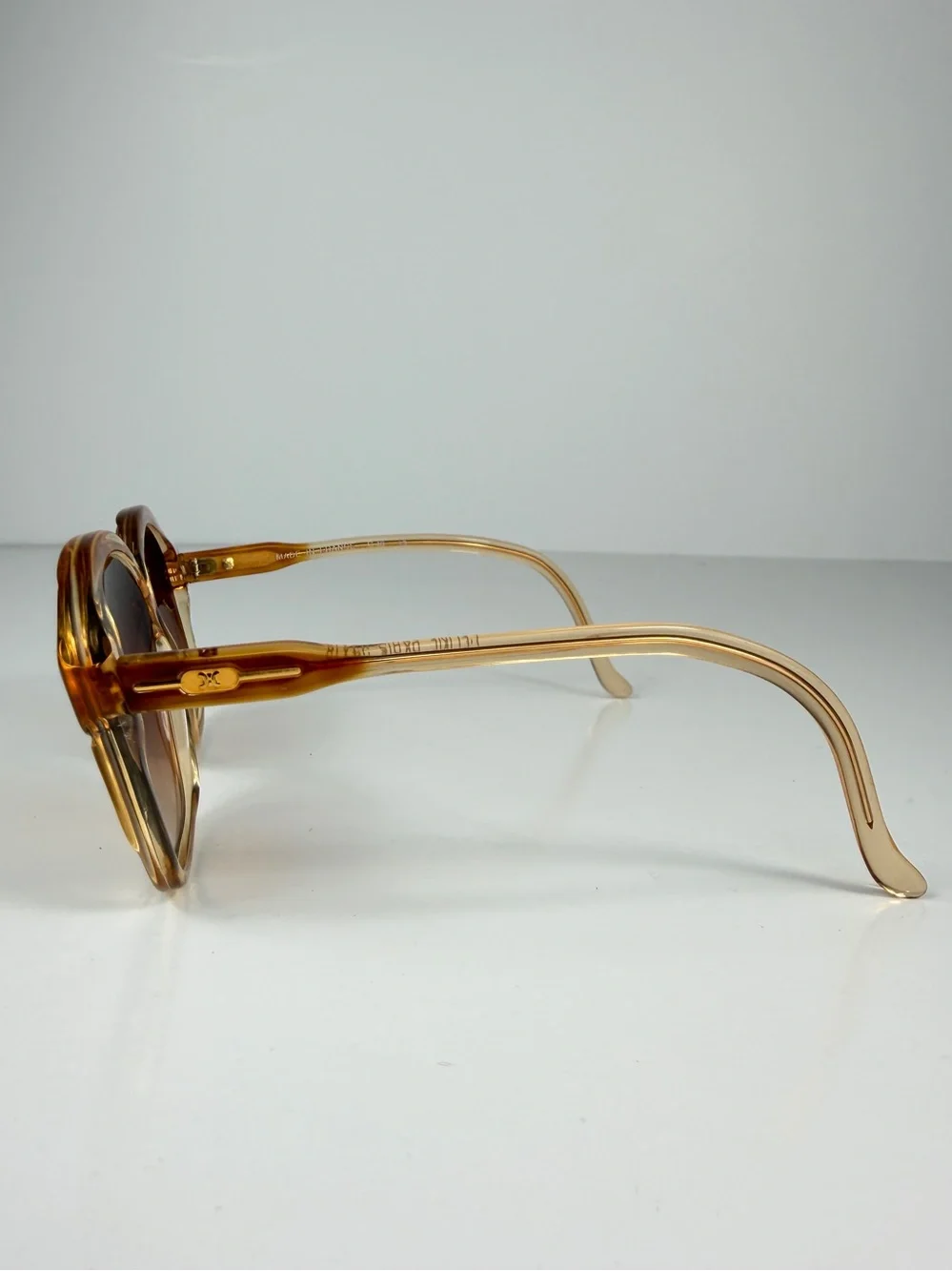 Rare Vintage CELINE C46 13 Deadstock Triomphe Amber Oversized Sunglasses France